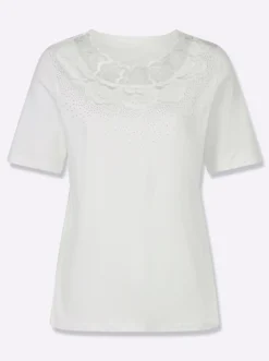 Kurzarmshirt mit Spitzeneinsatz