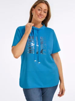 Kurzarmshirt mit Stehkragen