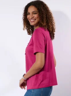 Kurzarmshirt mit Stickerei