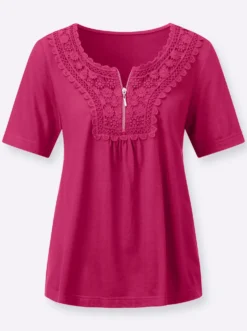 Kurzarmshirt mit Stickerei