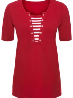 Kurzarmshirt mit Streifen-Einsatz