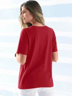 Kurzarmshirt mit Streifen-Einsatz