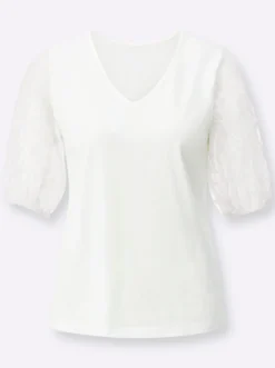 Kurzarmshirt mit transparenten Puffärmeln