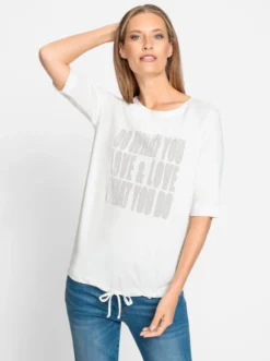 Kurzarmshirt mit Tunnelzug am Saum
