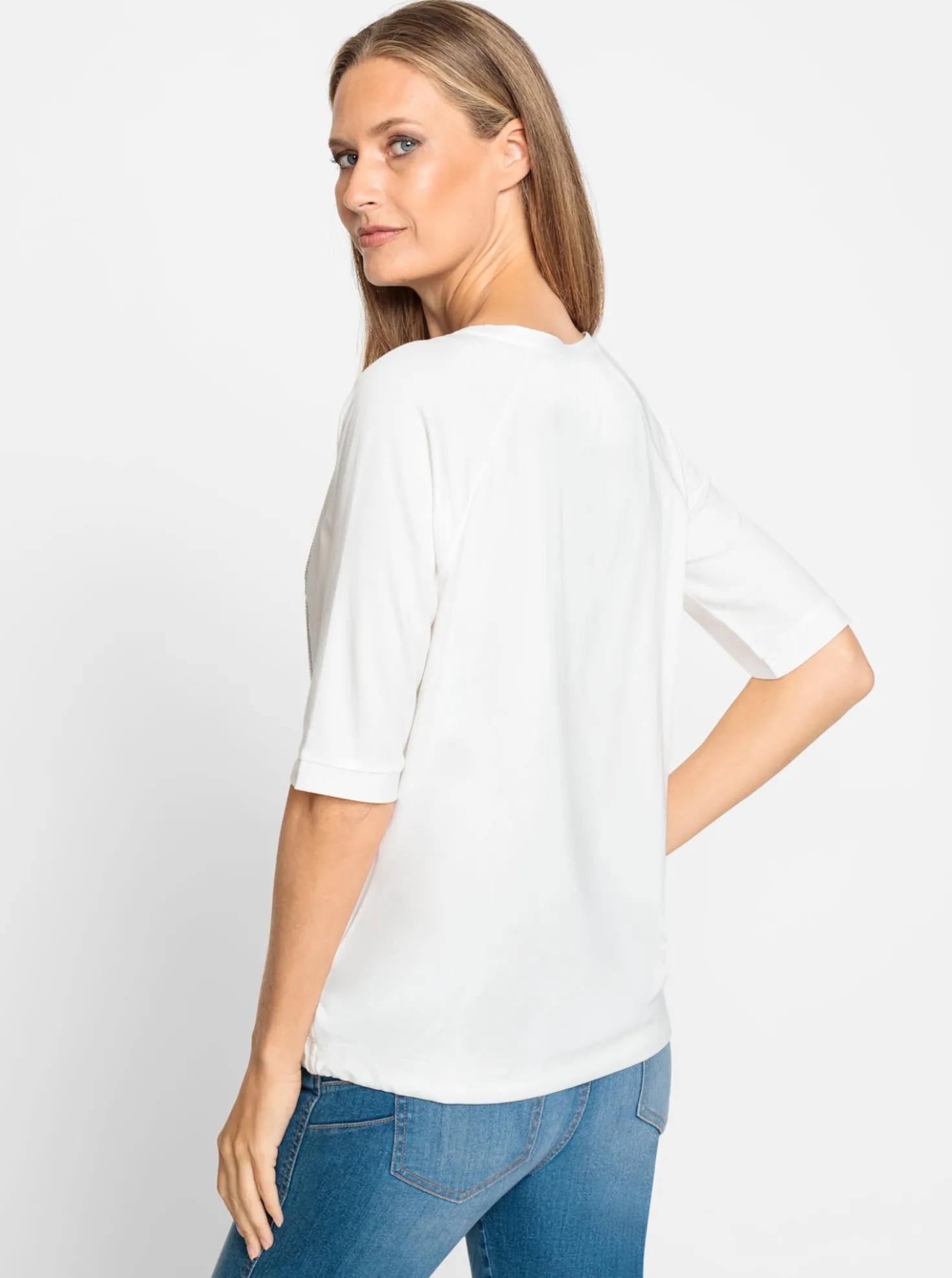 Kurzarmshirt mit Tunnelzug am Saum