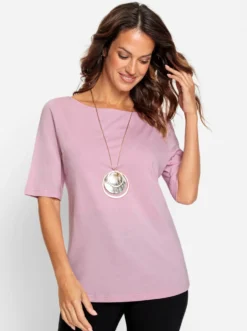 Kurzarmshirt mit U-Boot-Ausschnitt