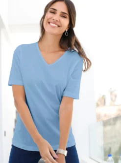 Kurzarmshirt mit V-Ausschnitt