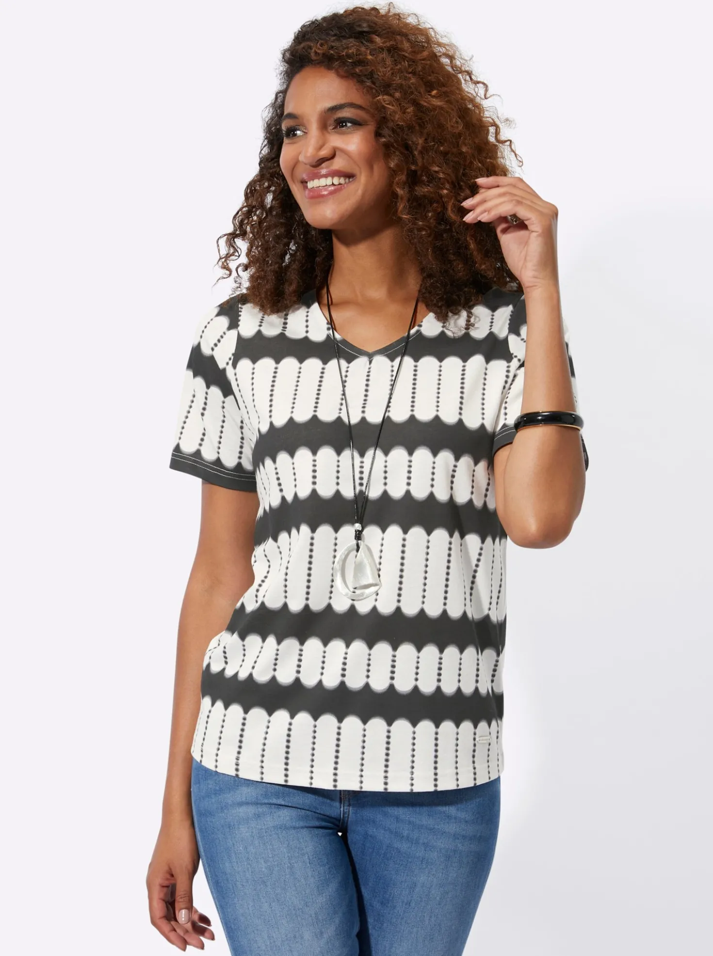 Kurzarmshirt mit V-Ausschnitt