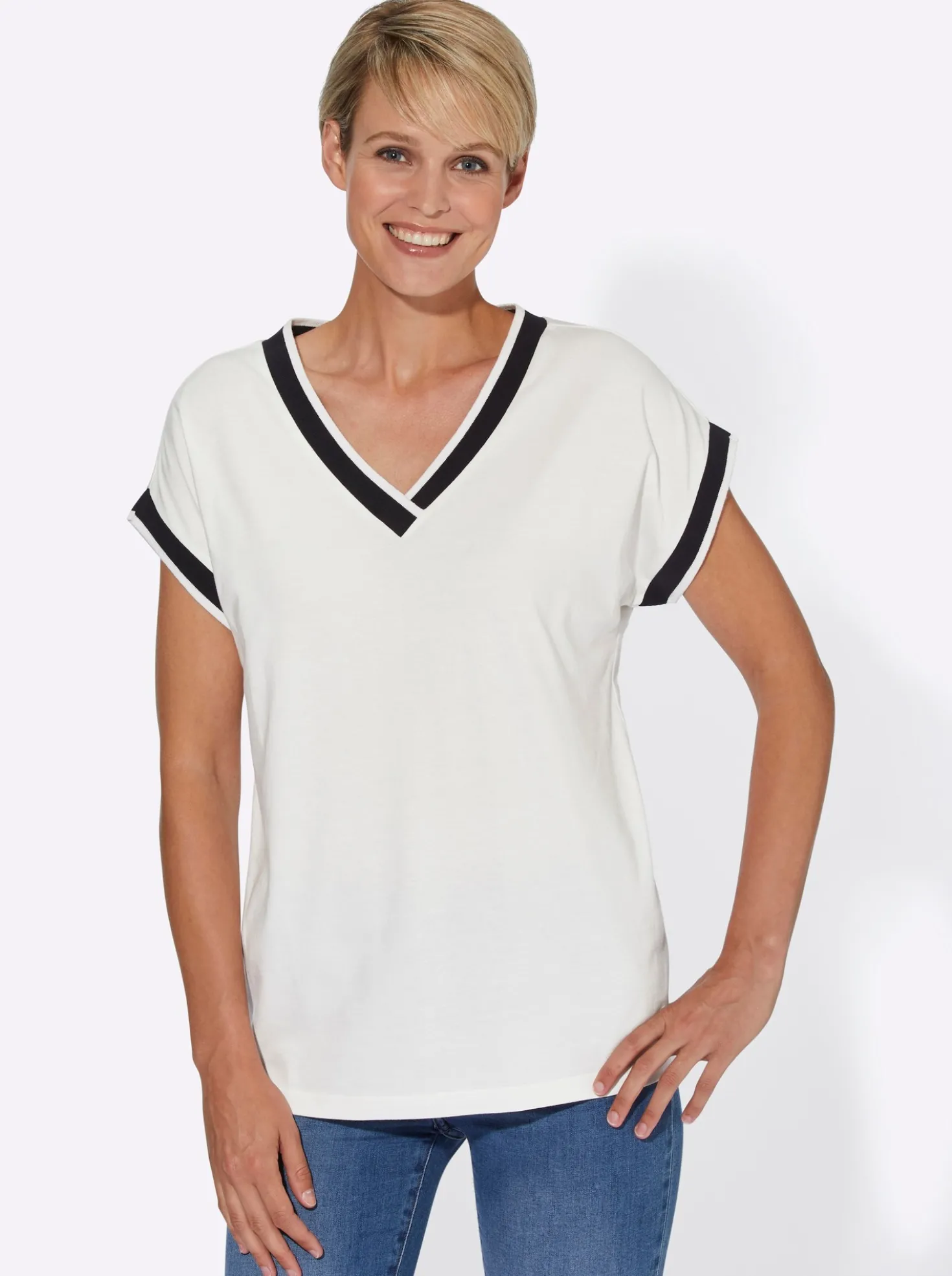 Kurzarmshirt mit Zierband