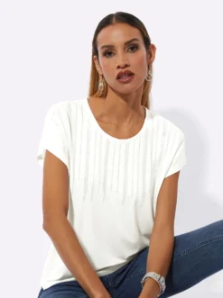 Kurzarmshirt mit Ziersteinchen