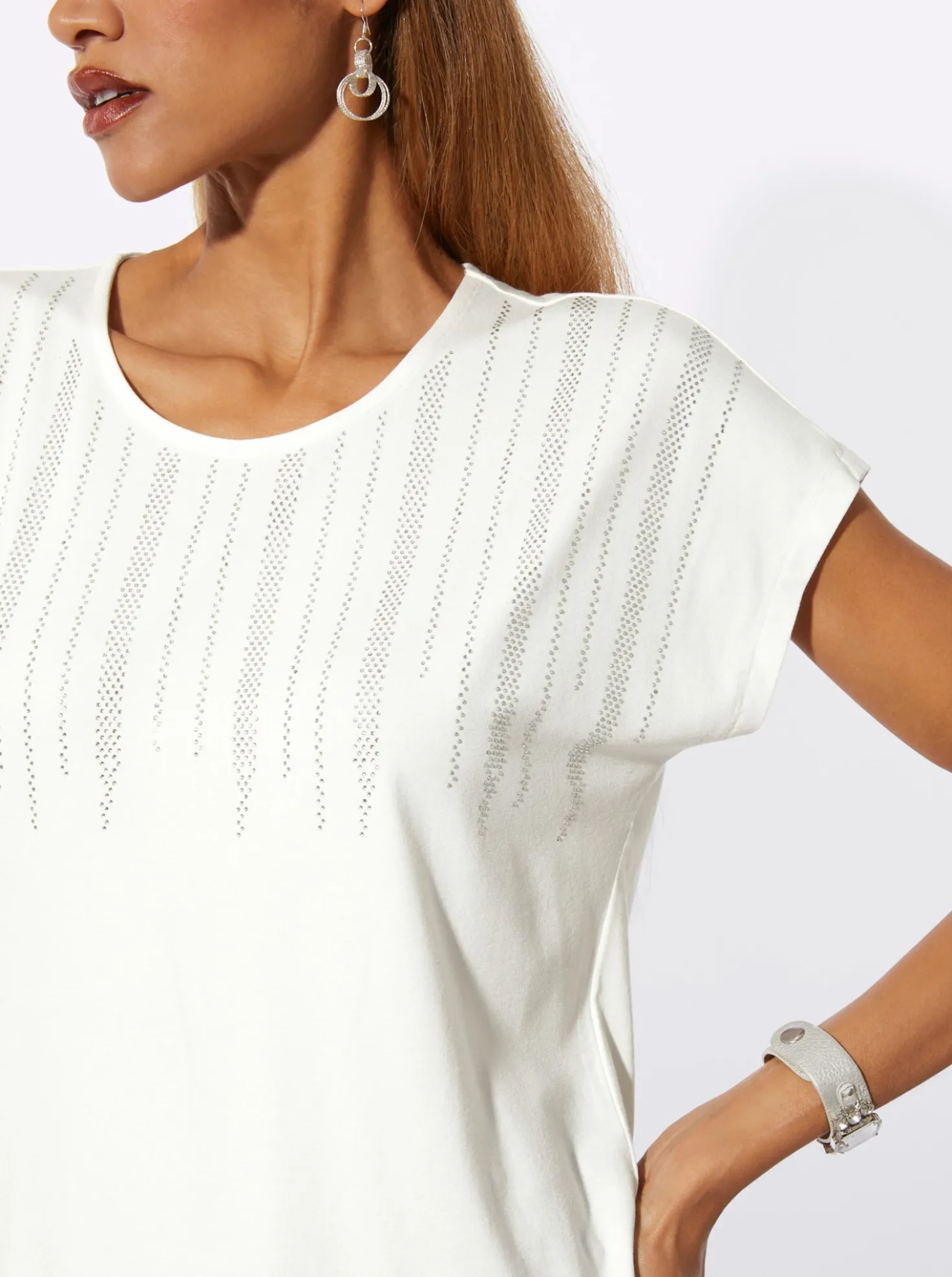 Kurzarmshirt mit Ziersteinchen