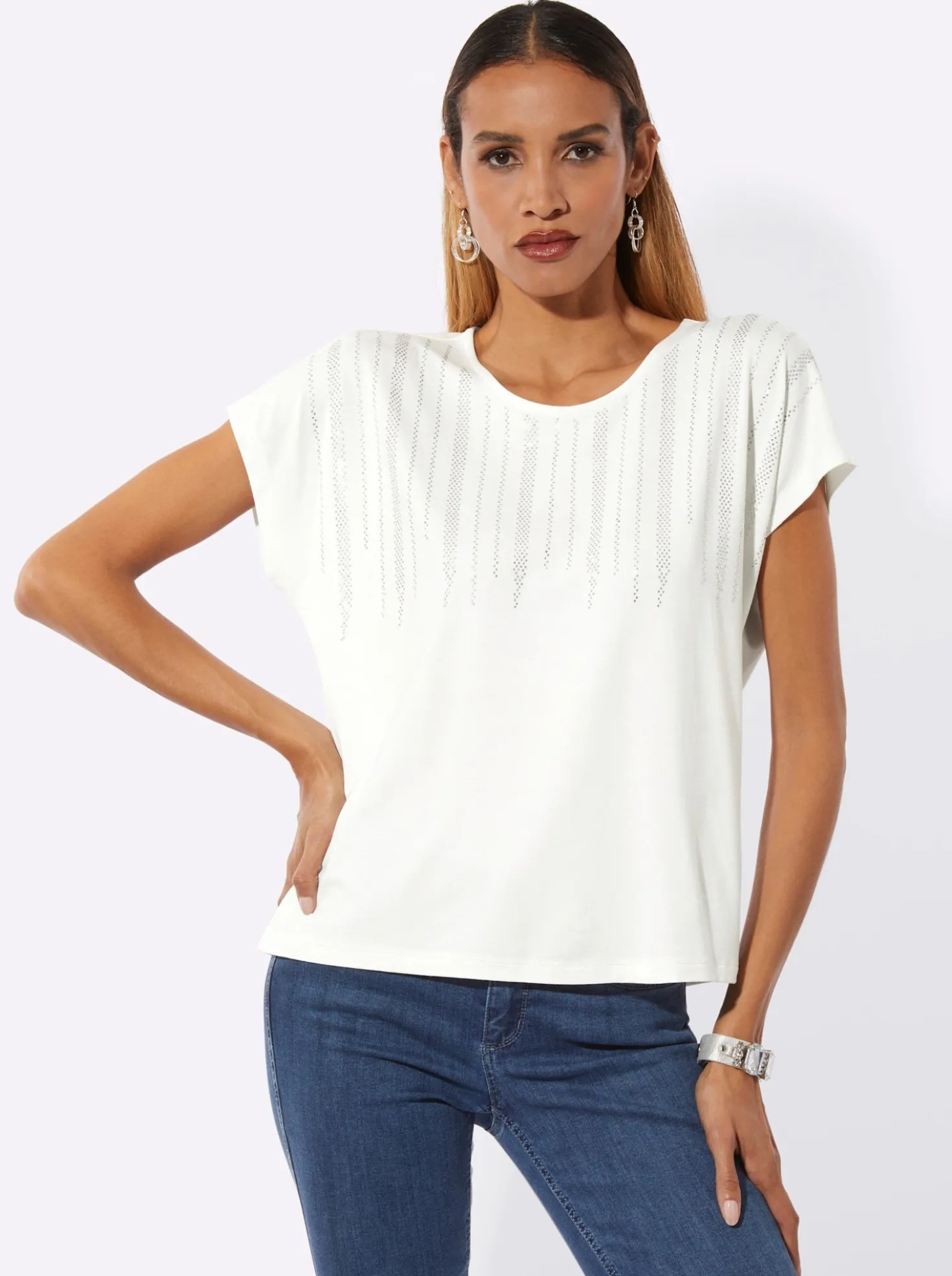 Kurzarmshirt mit Ziersteinchen
