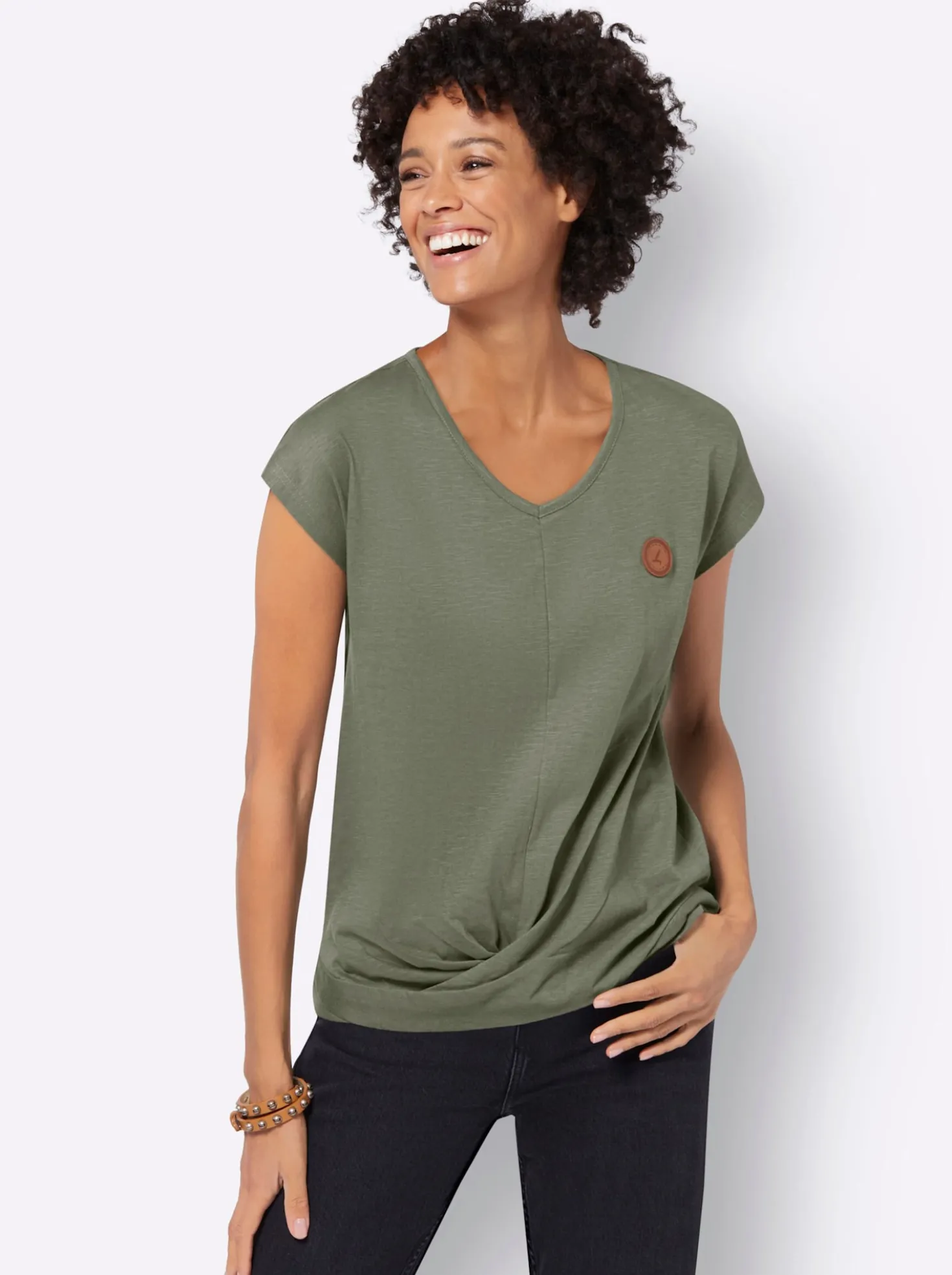 Kurzarmshirt Saum in Knoten-Optik