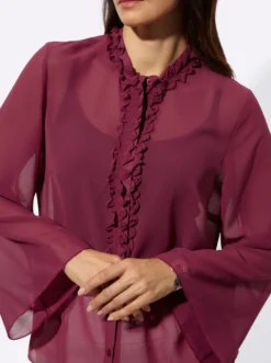 Langarm-Bluse aus duftigem Georgette