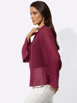 Langarm-Bluse aus duftigem Georgette