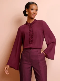 Langarm-Bluse aus duftigem Georgette