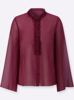 Langarm-Bluse aus duftigem Georgette