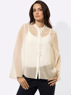 Langarm-Bluse aus duftigem Georgette