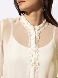 Langarm-Bluse aus duftigem Georgette