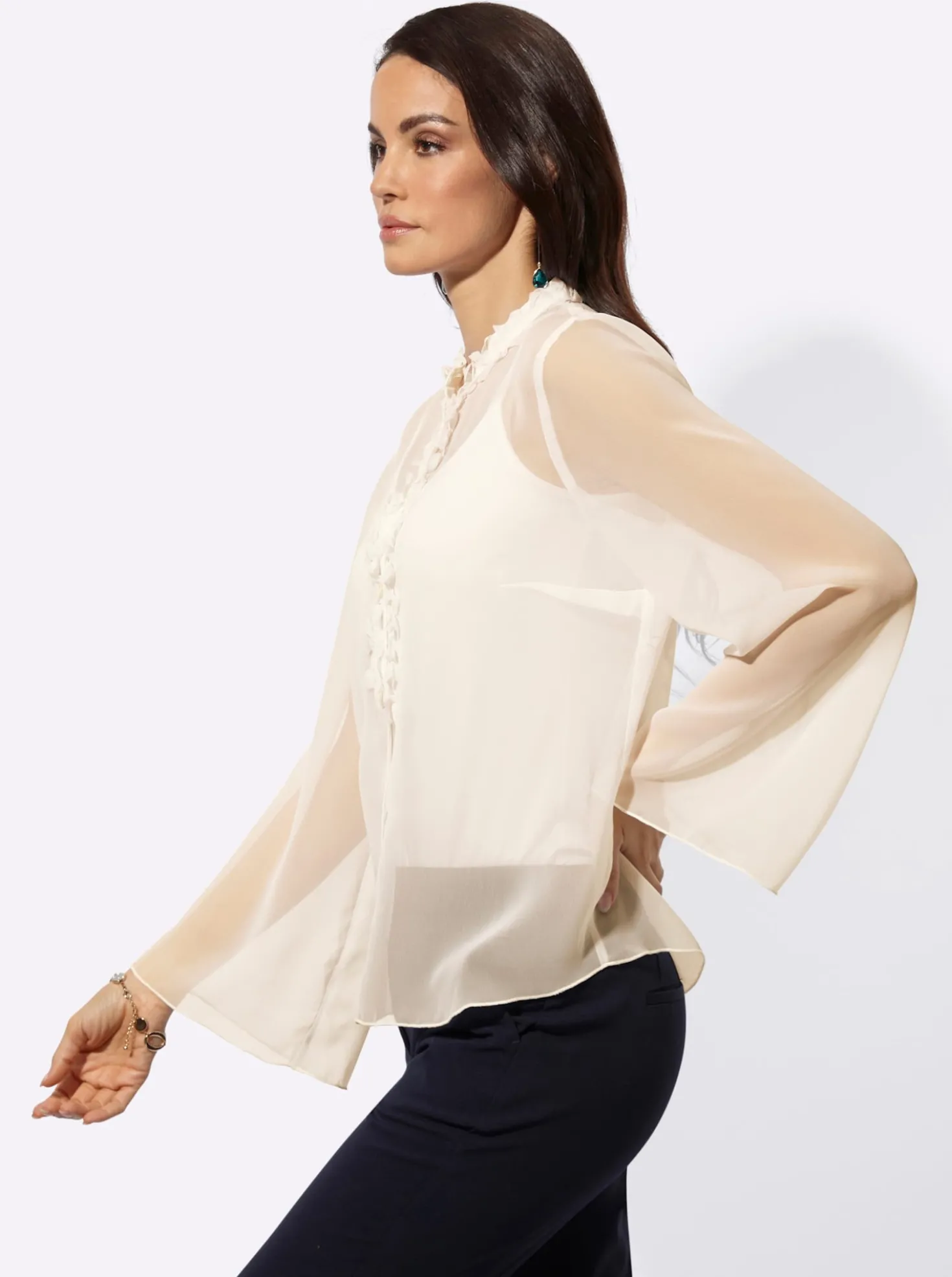 Langarm-Bluse aus duftigem Georgette
