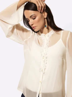 Langarm-Bluse aus duftigem Georgette