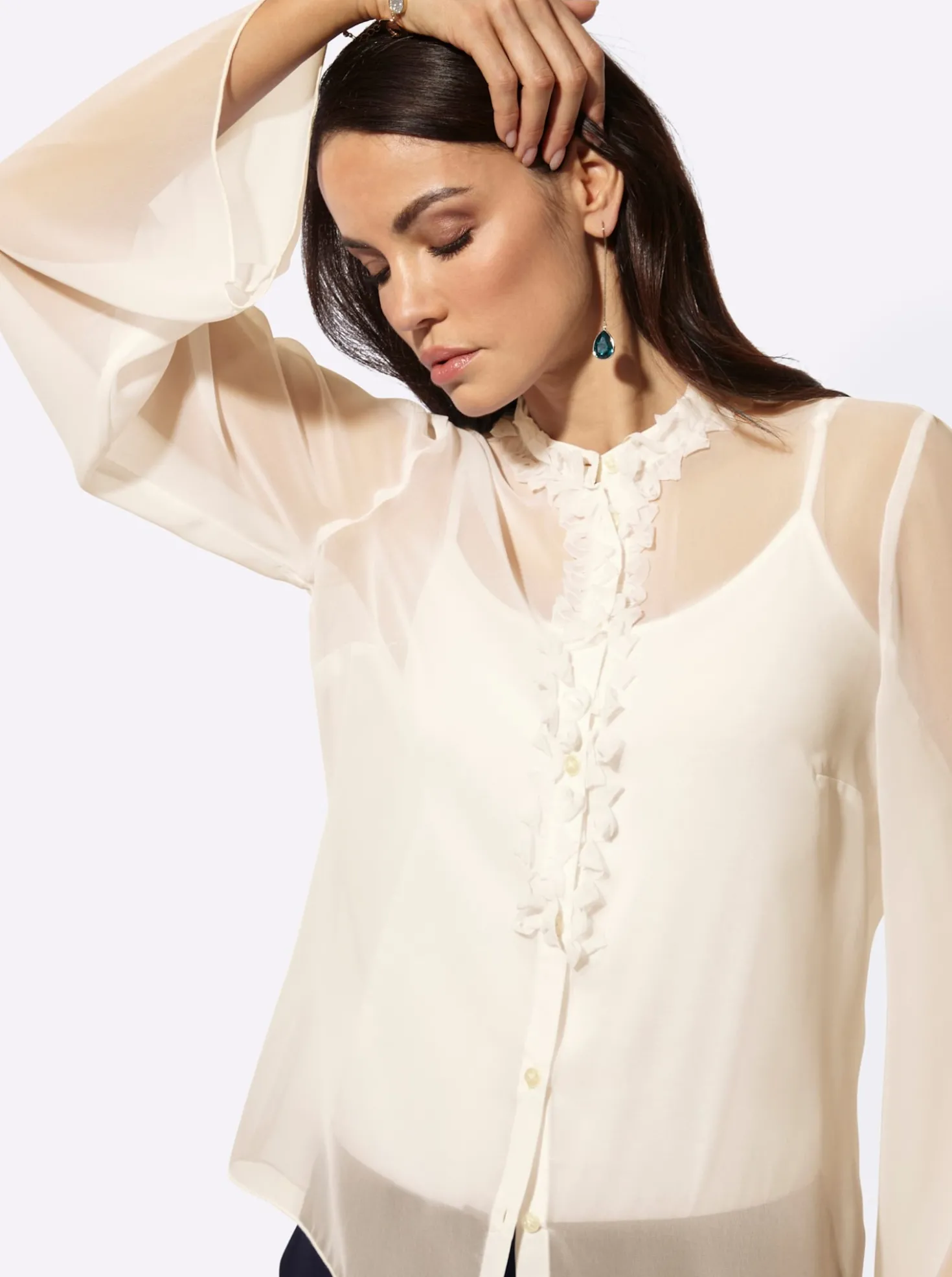 Langarm-Bluse aus duftigem Georgette