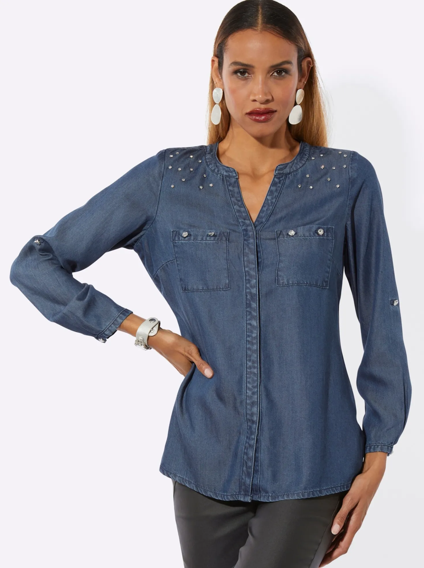 Langarm-Bluse aus Lyocell