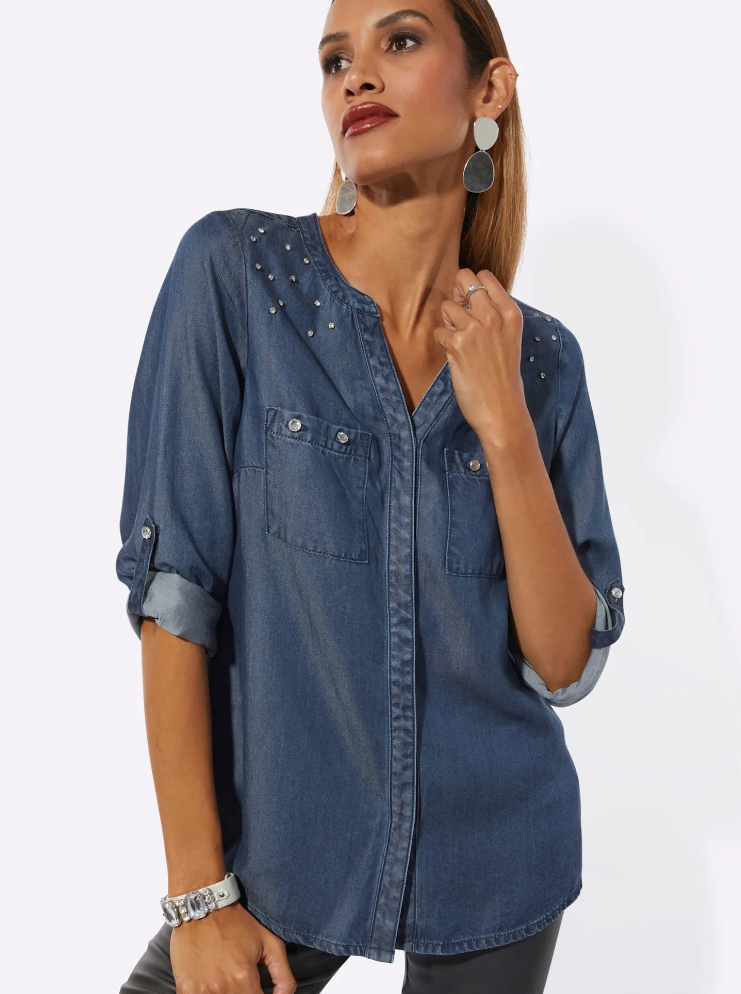 Langarm-Bluse aus Lyocell