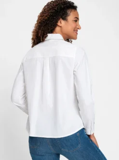 Langarm-Bluse im Baumwoll-Polyester-Mix