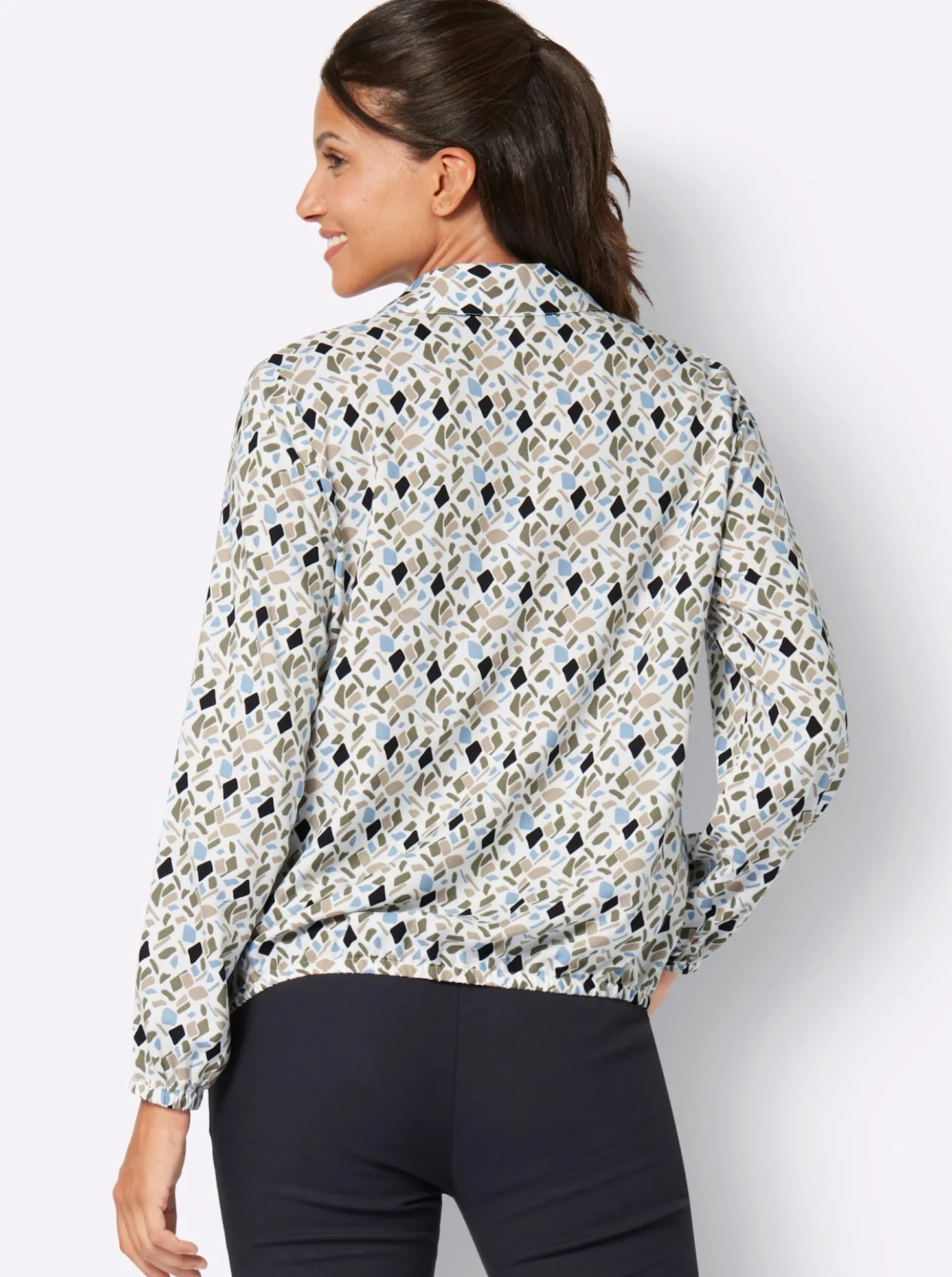 Langarm-Bluse mit Elastik-Abschlüssen