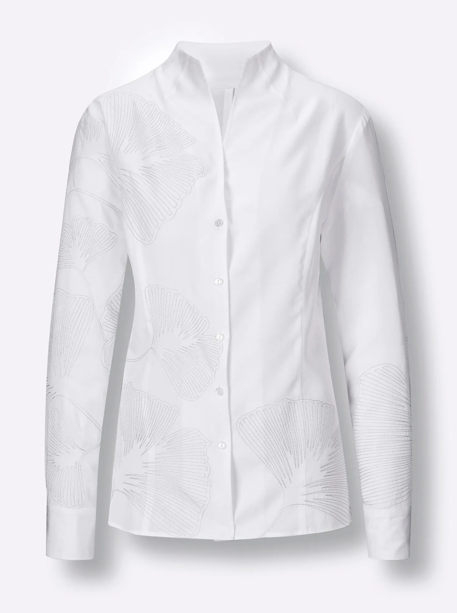 Langarm-Bluse mit hochwertiger Stickerei