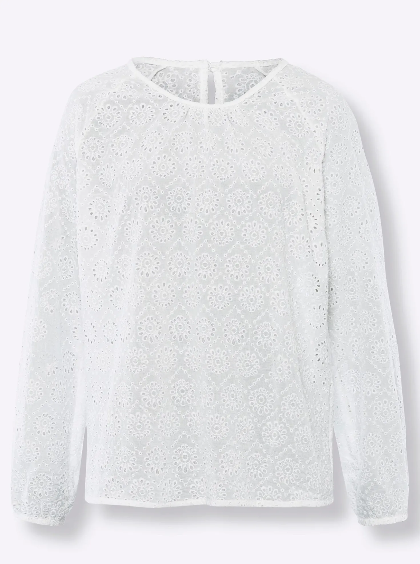 Langarm-Bluse mit Lochstickerei