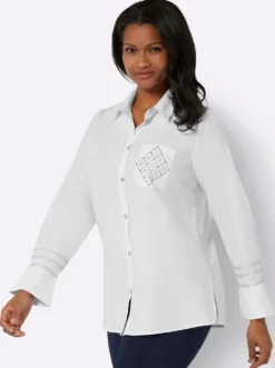 Langarm-Bluse mit V-Ausschnitt