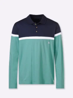 Langarm-Poloshirt im Colour Blocking-Dessin