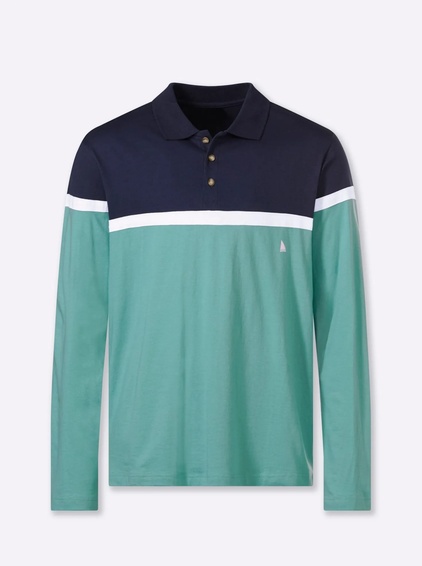 Langarm-Poloshirt im Colour Blocking-Dessin