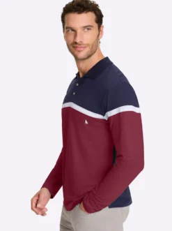 Langarm-Poloshirt im Colour Blocking-Dessin