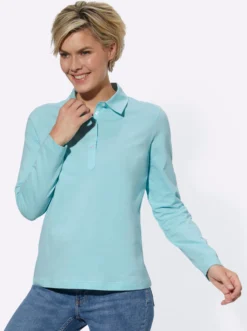 Langarm-Poloshirt in reiner Baumwoll-Qualität