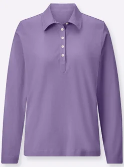 Langarm-Poloshirt in reiner Baumwoll-Qualität