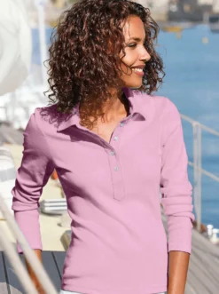 Langarm-Poloshirt in reiner Baumwoll-Qualität