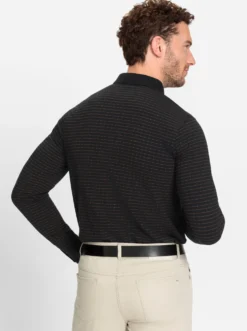Langarm-Poloshirt in strukturiertem Jacquardmuster