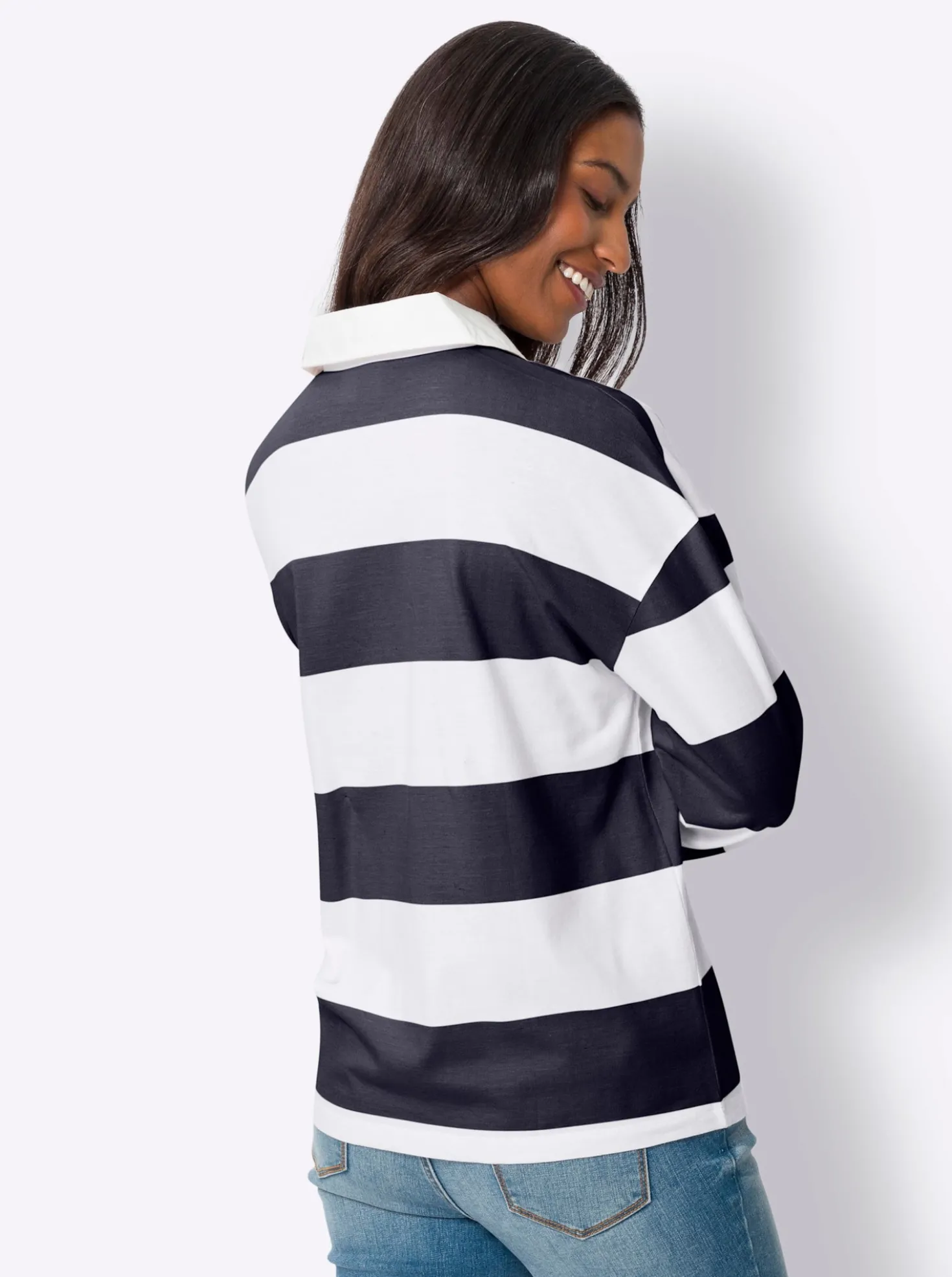 Langarm-Poloshirt mit Streifen