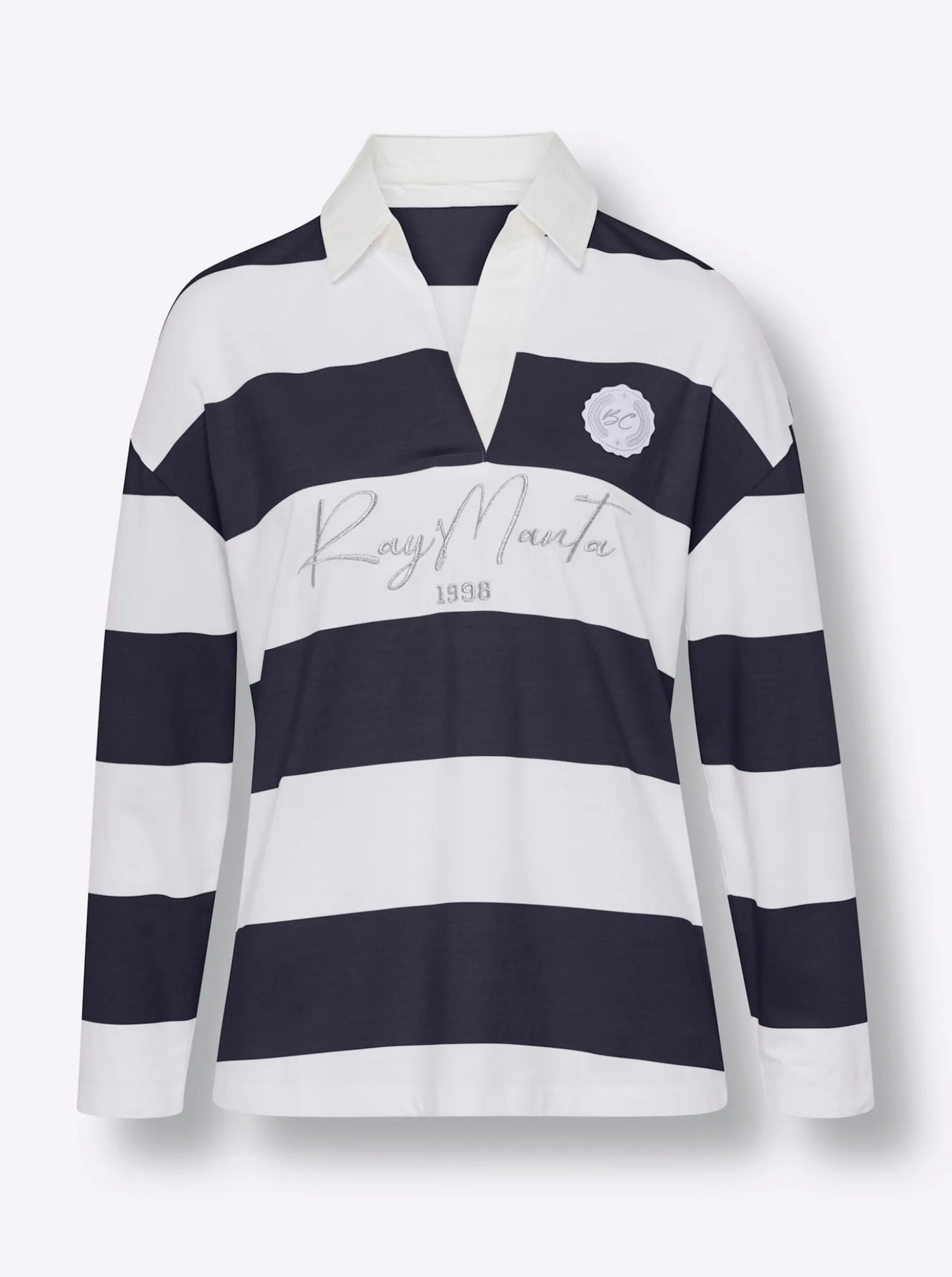 Langarm-Poloshirt mit Streifen