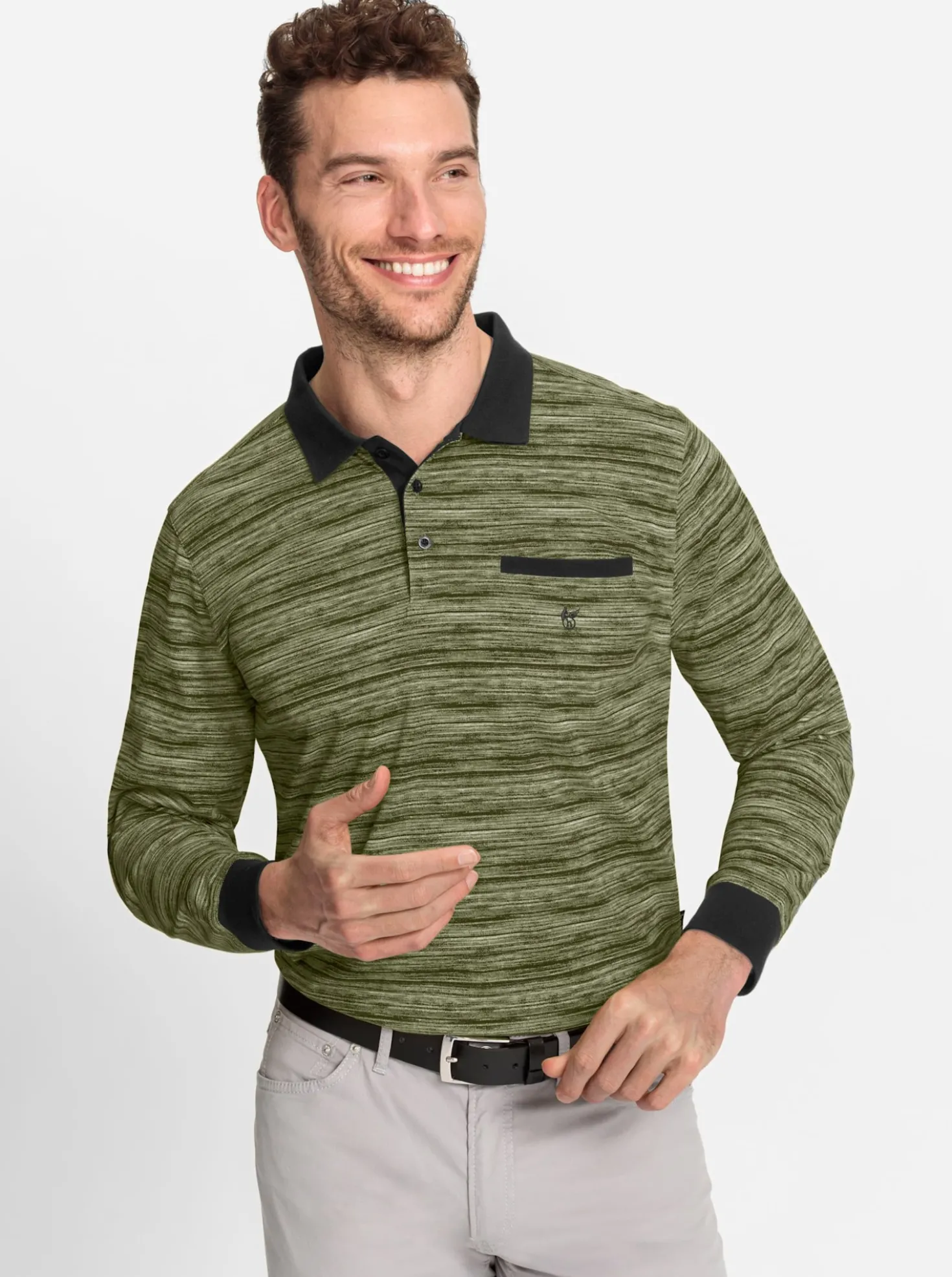 Langarm-Poloshirt , temperaturausgleichend und bügelfrei