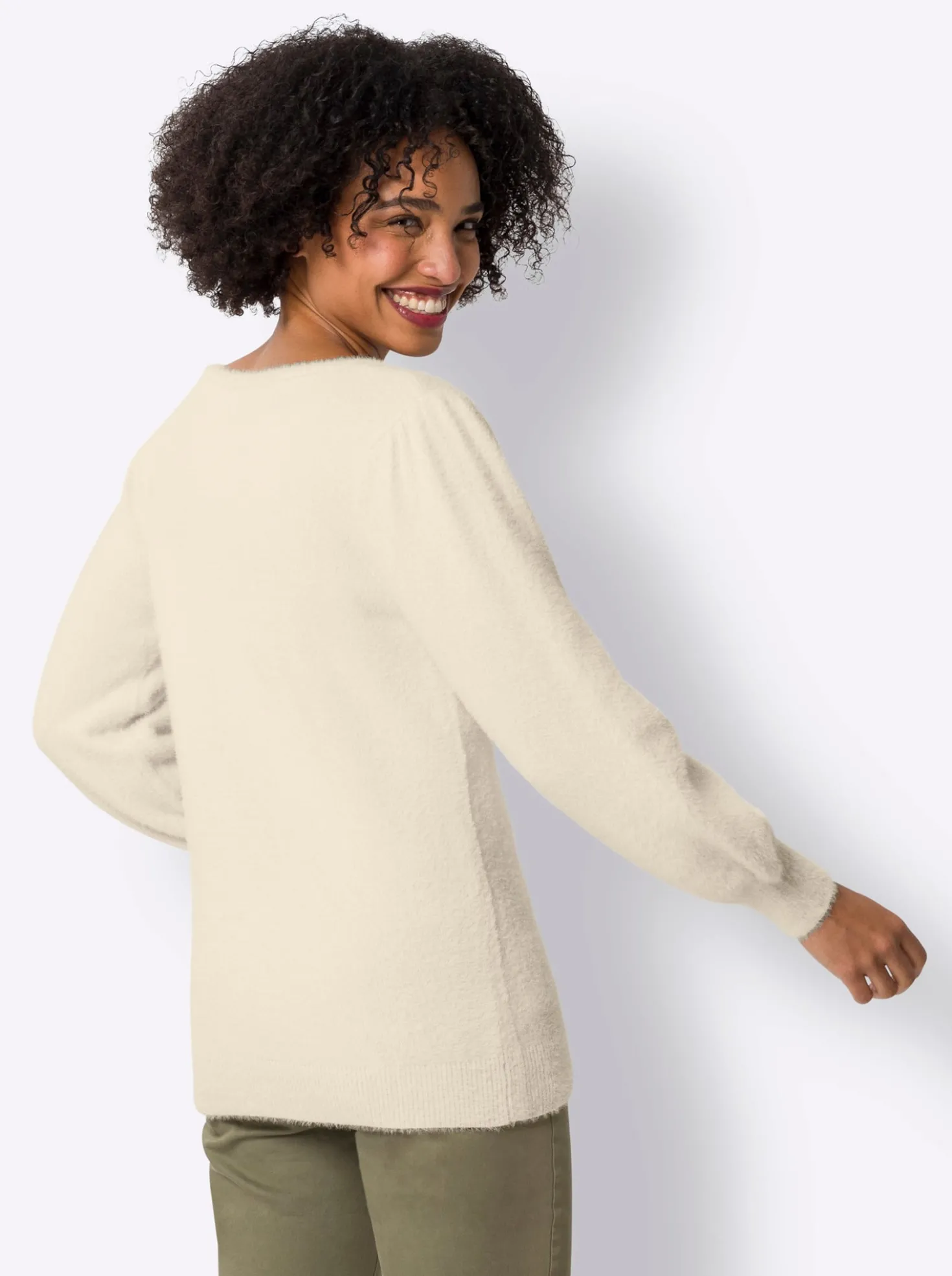 Langarm-Pullover aus Flauschgarn