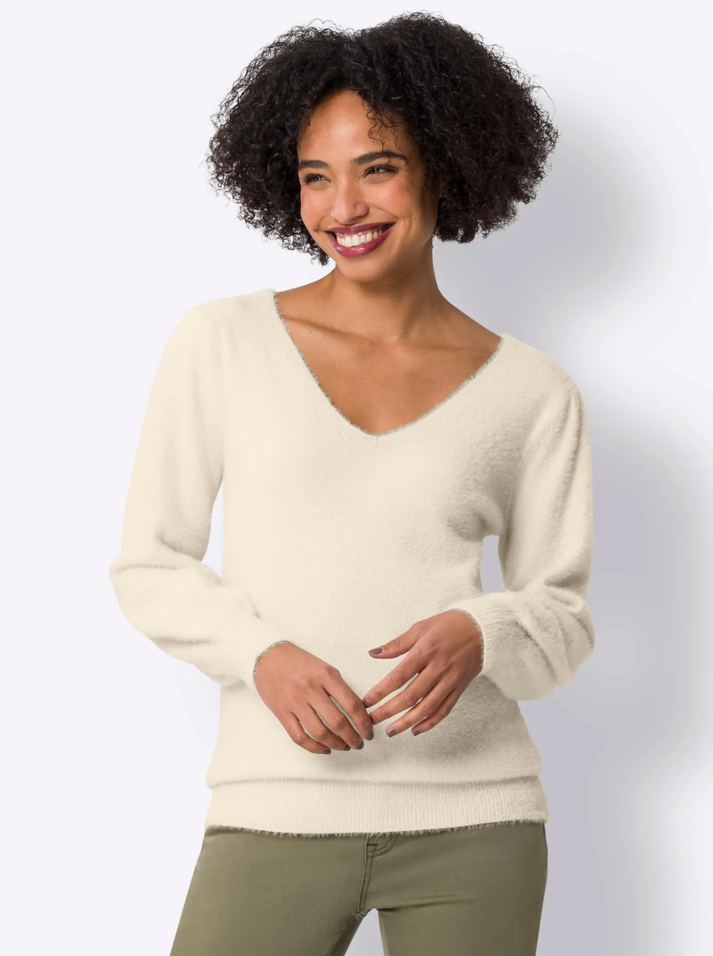 Langarm-Pullover aus Flauschgarn