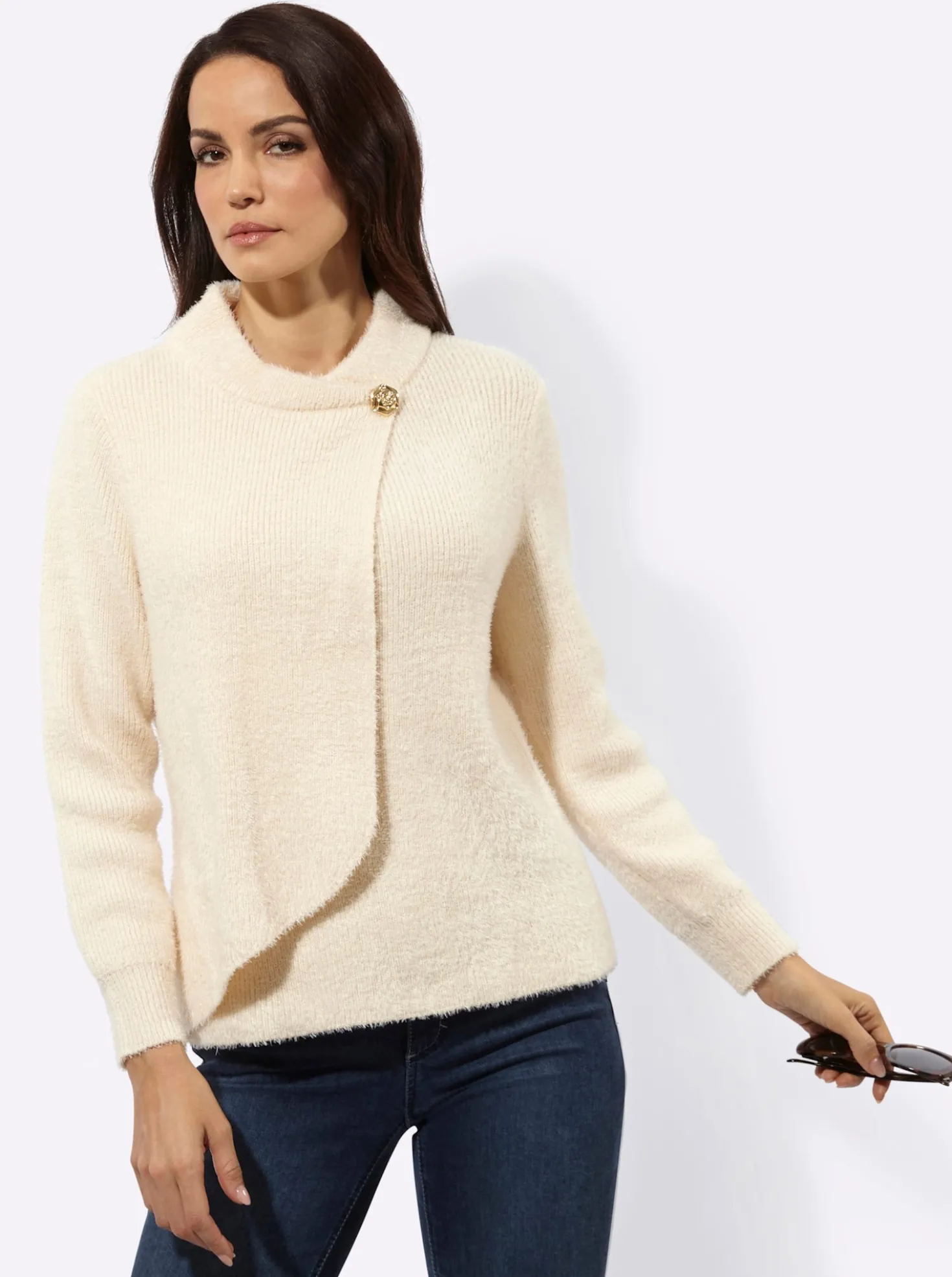 Langarm-Pullover in asymmetrischer Lagen-Optik