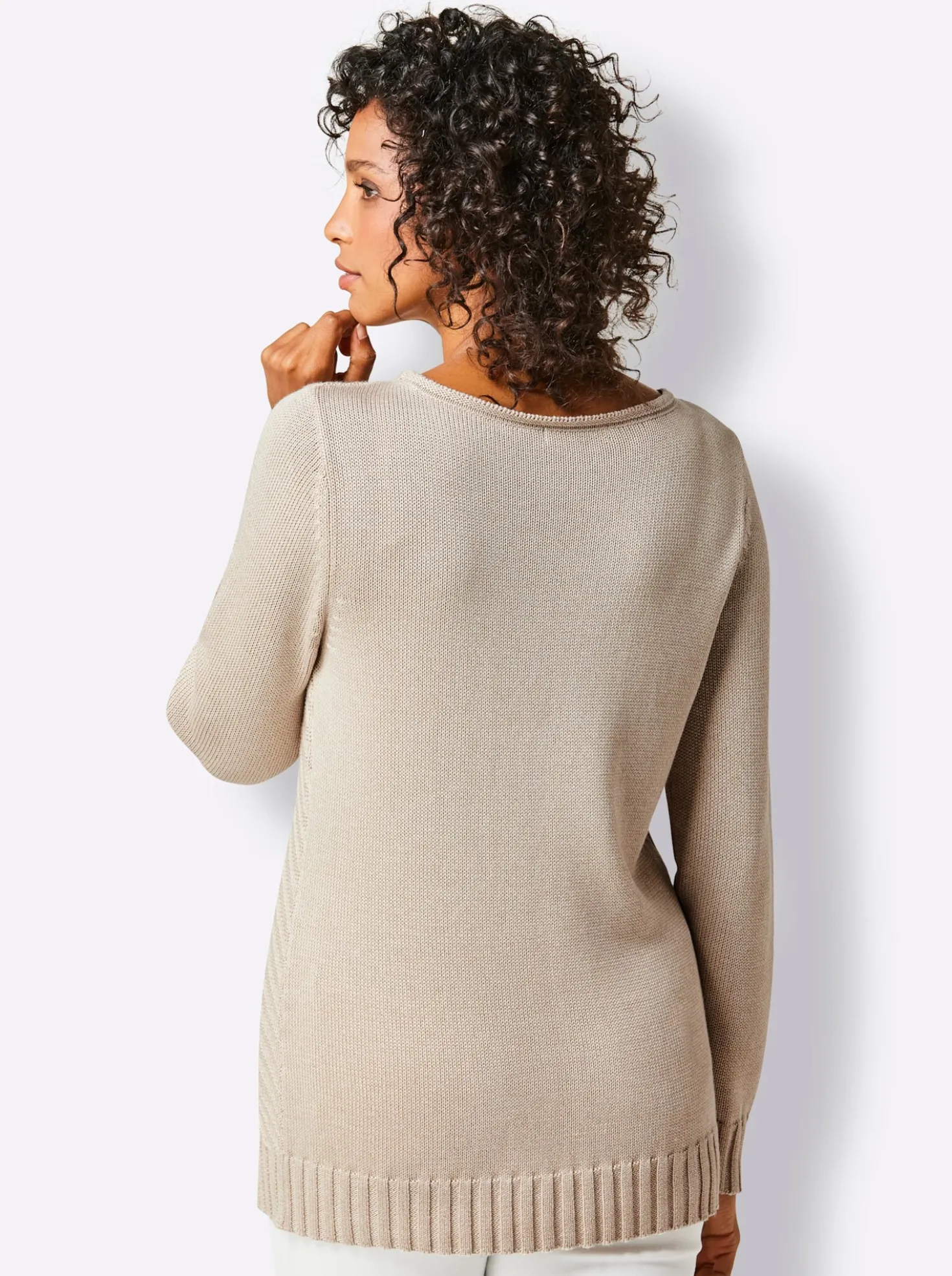 Langarm-Pullover in Rippenstrick