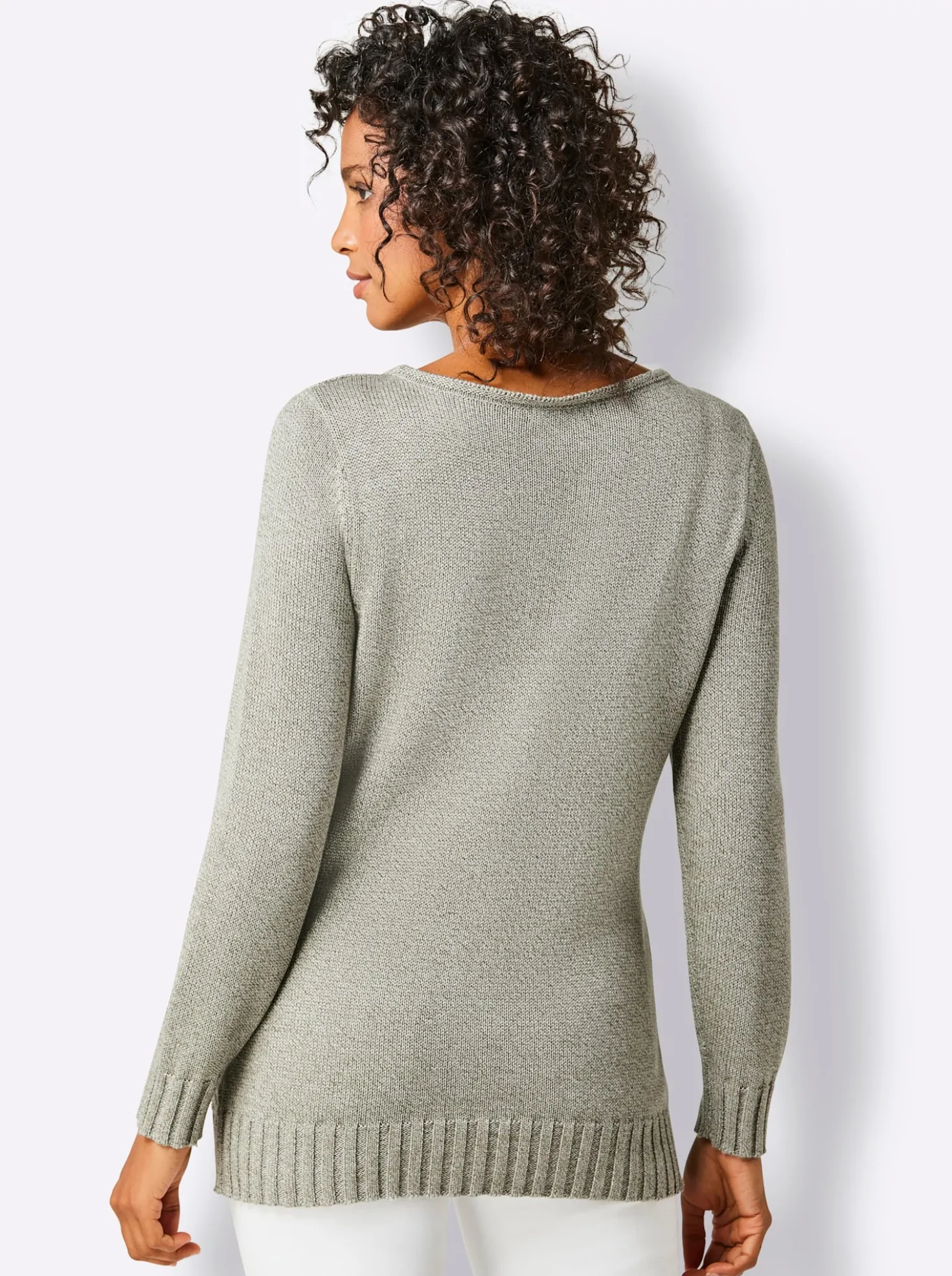 Langarm-Pullover in Rippenstrick