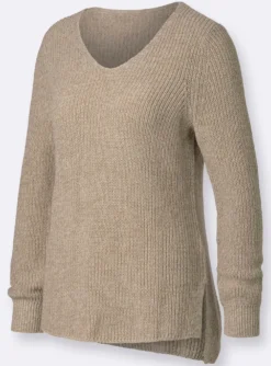 Langarm-Pullover in Rippenstrick