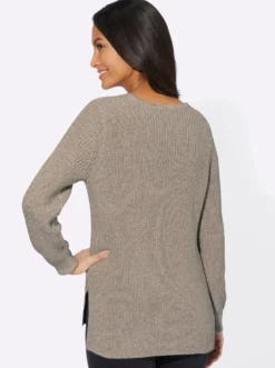 Langarm-Pullover in Rippenstrick